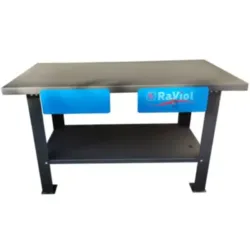 Bancada de Trabalho Metálica 2 gavetas RAVIOL BT140 1400x700 mm -chavevertical.com